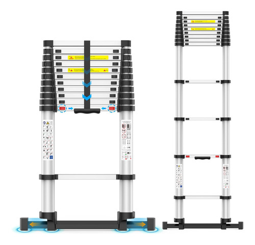 Escalera Telescopica De 15.5 Pies, Escalera Plegable Con Est