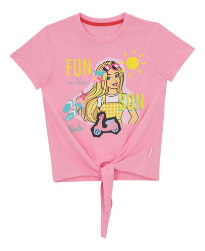 Polera Manga Corta Nudo Barbie Rosado