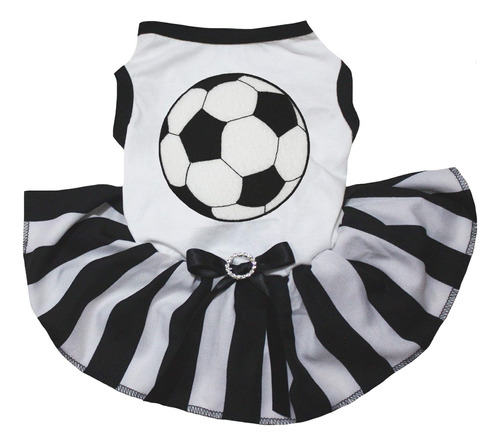 Petitebella Soccer Camisa Blanca Vestido De Rayas Negras Ves