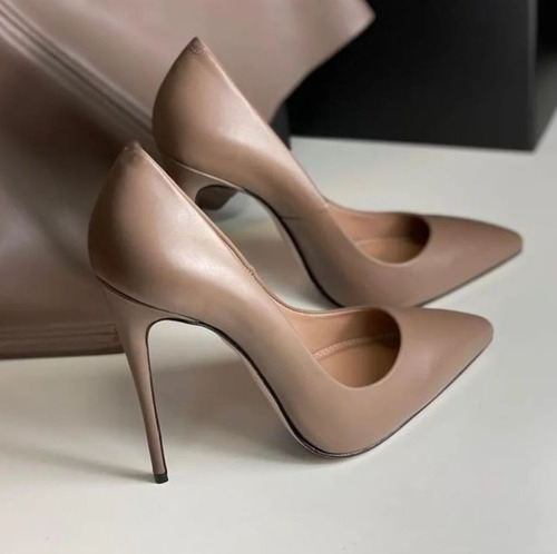 Tacón Stiletto Cuero Beige