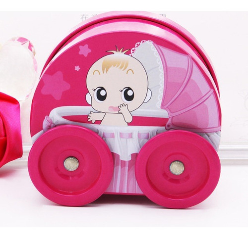 Baby Shower Lata X6 Souvenir Bebe Celeste Fucsia Caja Metal