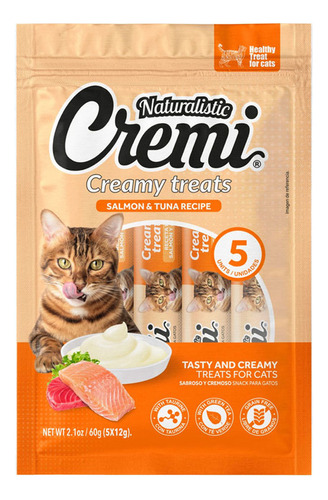 Snack Para Gatos Naturalistic Cremi Salmón Y Atún 60gr