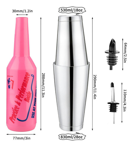 Flair Bottle - Kit De Barman Pink Flair 7 Piezas, 2 Botellas