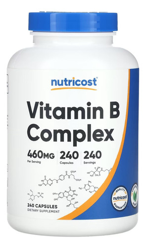 Nutricost Complejo De Vitamina B 460 Mg 240 Cápsulas Sabor Sin Sabor