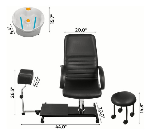 Vevor Silla Para Masaje Y Podologica Ajustable Spa Portatil Color Negro