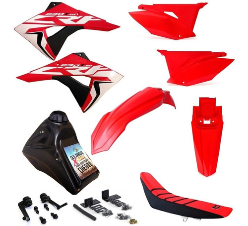 Kit Plástico Adaptável Elite Tanque 9 Litros Crf 230 Biker