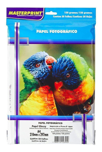 Kit 200 Fls Papel Fotografico 150g Glossy A4 Masterprint