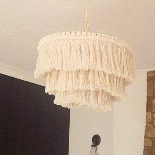 Macrame Lamp Shade Boho Tassel Light Shade Para Sala De