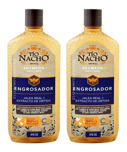 Shampoo Anti Caída Tío Nacho Engrosador 2 Pzas De 415 Ml