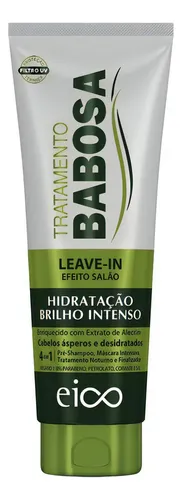 comprar Eico Leave-in Óleo Creme Finalizador Protetor Térmico Tratamento Babosa Hidratação Brilho Intenso Antifrizz 200ml Pré Shampoo Máscara Crescimento Fortalecimento Capilar Filtro Solar