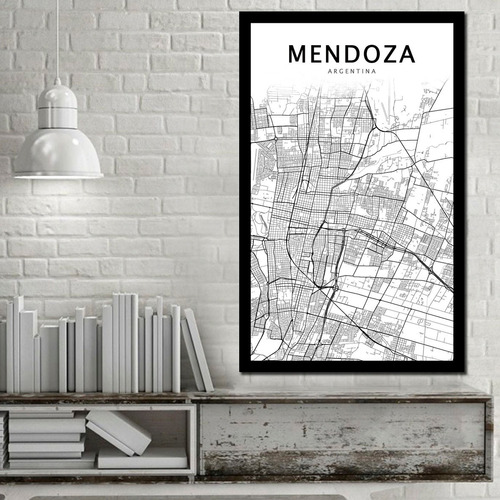 Cuadro Decorativo Mapa Ciudades Argentinas (80x50 Cm)