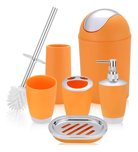 Juego Accesorios  Baño 6 Piezas Set Jabonera Cepillo Inodoro