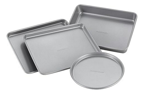 Juego De Horno Tostador Antiadherente, 4 Piezas, Gris.