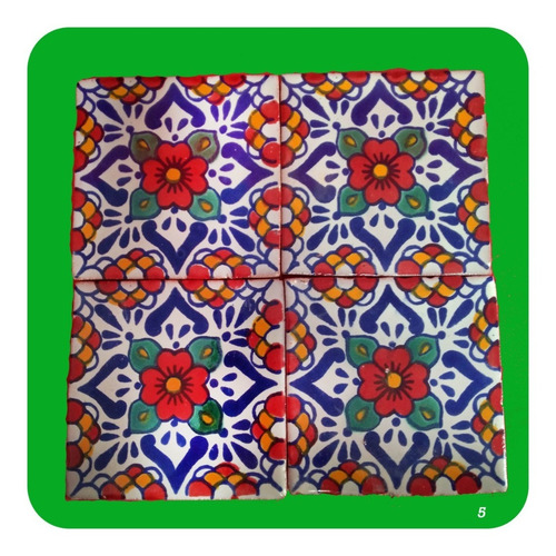 Imagen 3 de 3 de Azulejo 1 Metro Cuadrado De Talavera Poblana Mosaico M5 Zlj