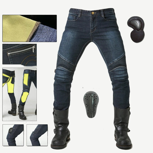 Pantalón Motociclista Jeans Kevlar Con Protecciones