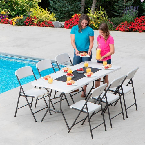 Imagen 5 de 10 de Mesa De Camping 1,80 Mts Plegable Valija Plástico Lifetime