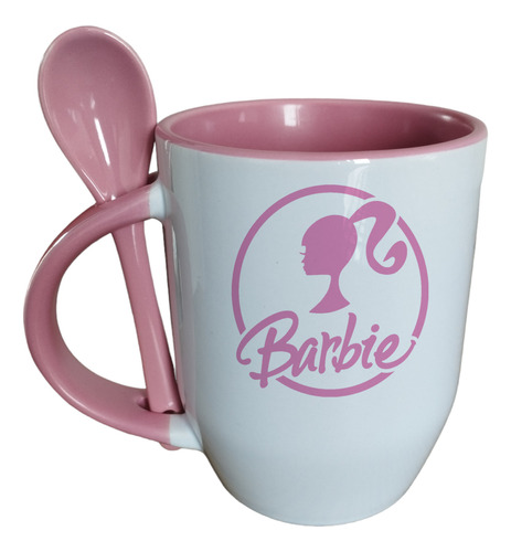 Taza Con Cuchara Barbie Personalizable