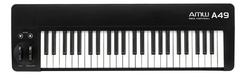 Teclado Controlador MIDI AMW A49 49 Teclas Sensíveis Preto USB MIDI