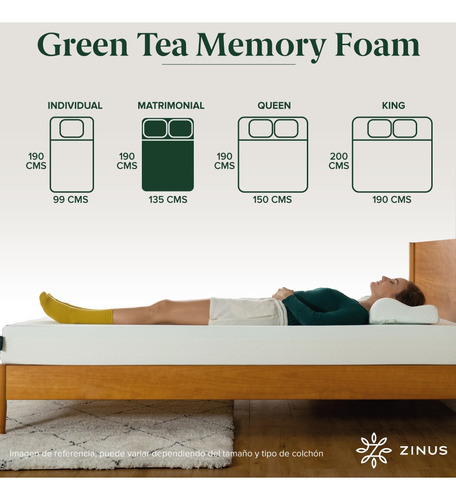 Zinus | Colchón Matrimonial Memory Foam 30 Cm Firmeza Media