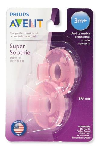 Set 2 Chupones Philips Avent Super Soothie Bebes 3 M+rosados