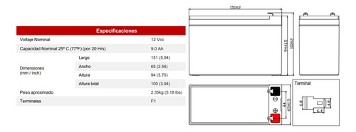 Batería 12vcc / Cctv /alarmas/control De Acceso/ Terminal F1