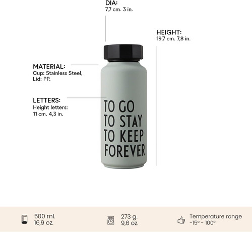 Design Letters Botella De Agua Moderna De Boca Ancha 17 Oz |