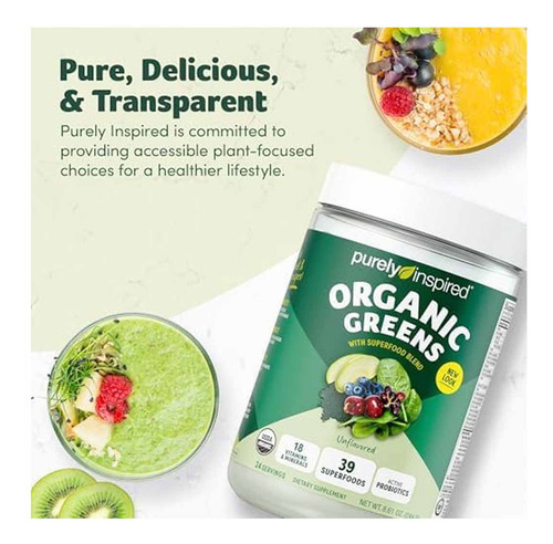 Polvo Organico Greens Purely Inspired Suplemento 24 Serv