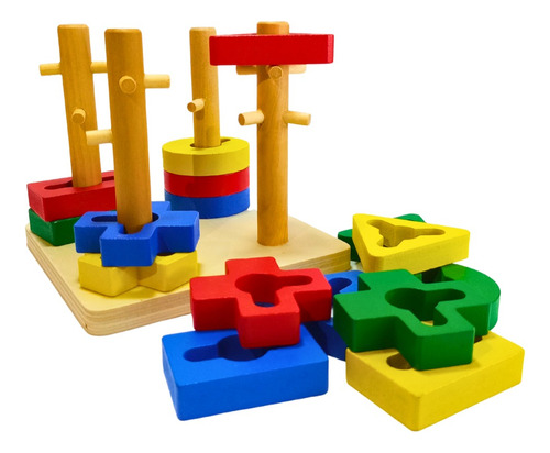 Juego Didáctico Encajable De Figuras Geométricas Montessori