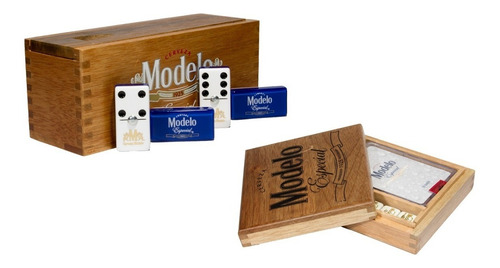 Dominó Profesional + Caja Madera Con Baraja Poker: Modelo