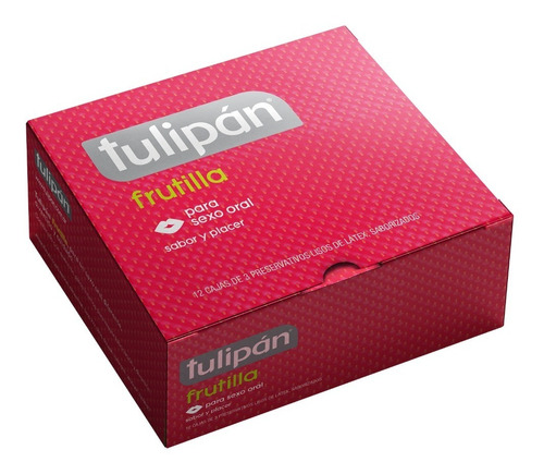 Preservativos Tulipán Sabor Frutilla 12 Cajas de 3 Unidades
