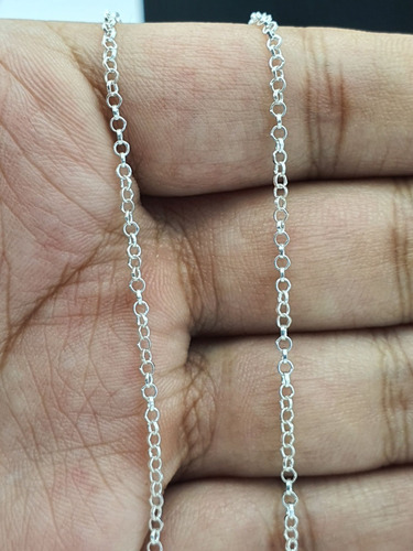 Imagen 3 de 5 de Cadena Argollas Plata Ley .925 55 Cm X 2 Mm