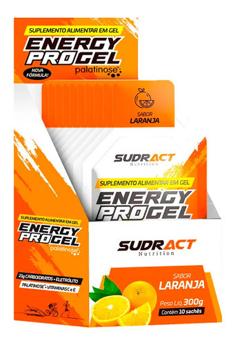 10x Gel Carboidrato Energy Repositor Sudract 30g Performance Sabor Laranja