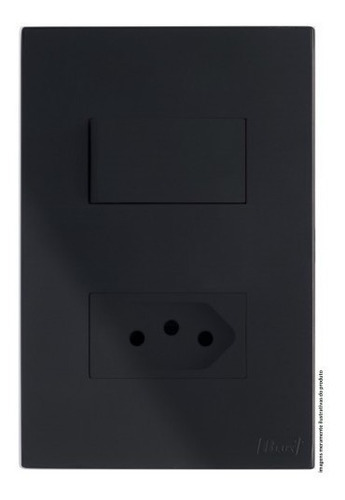 Interruptor Paralelo + Tomada 10 A - Recta Black Satin Fosco