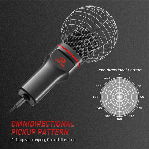 Micrófono Redragon Quasar GM200 condensador omnidireccional negro