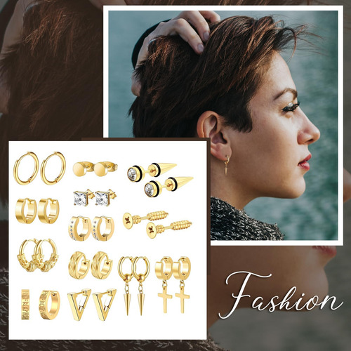 Oidea Pares De Aretes Para Hombres: Aretes De Acero Inoxidab