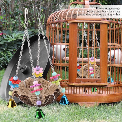 Nido Colgante Pájaro Con Campanas Columpio Perca Juguete (s)