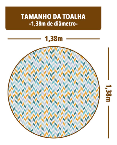 Toalha Mesa Plástica Térmica Chevron Am Redonda 1,38