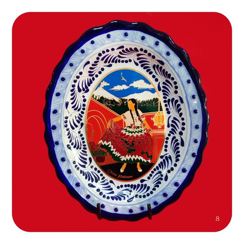 Imagen 9 de 10 de Charola De Talavera Poblana Con Laminado China Poblana Chr