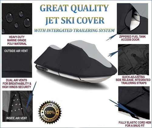 Funda Para Jetski Resistente Al Agua Color Negro Gris Pwc