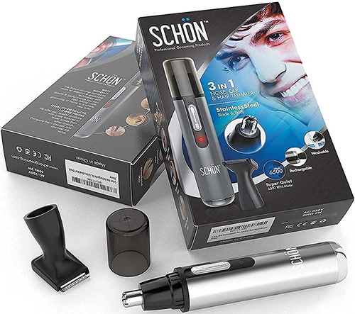 Schon Recortadora De Pelo Facial 3 En 1 De Acero Inoxidable,