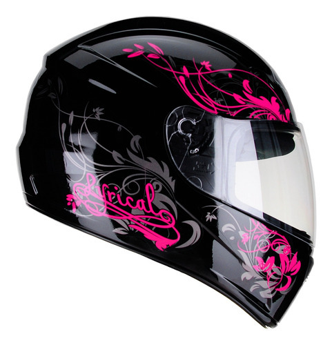 Capacete Moto Feminino Fly F-9 Lyrical Tam Do Capacete 58 Cor Preto Fosco Rosa