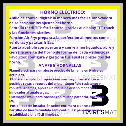 Combo Horno Eléctrico Bosch Anafe A Gas 5 Hornallas Negro