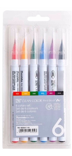 6 Marcadores Acuarelables Clean Color Brush Punta Pincel