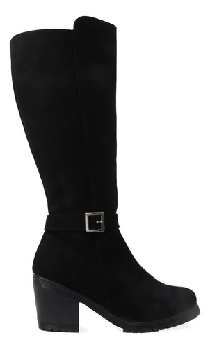 Bota De Tacón Vazza Color Negro Con Hebilla Para Mujer