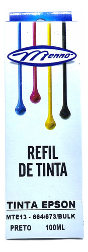 Refil De Tinta Compativel Epson 664 673 Black 100ml Menno