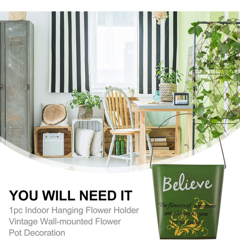 Cubo De Flores De Hojalata Para Pared Decorado