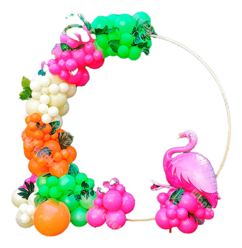 Arco Globos Fiesta Hawaiana Flamingo Fucsia Naranja Verde