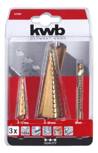 Juego Set 3 Mechas Escalonadas 4 A 32 Mm Titanio Kwb Germany