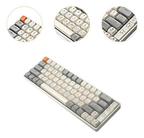 Teclado Gamer De 65 Teclas, Sem Fio, Multiuso, Cinza Branco