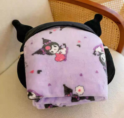 Almohada Con Manta 3 En 1 Kuromi 30x40 Cm En Bolsa Regalo Negro Kuromi
